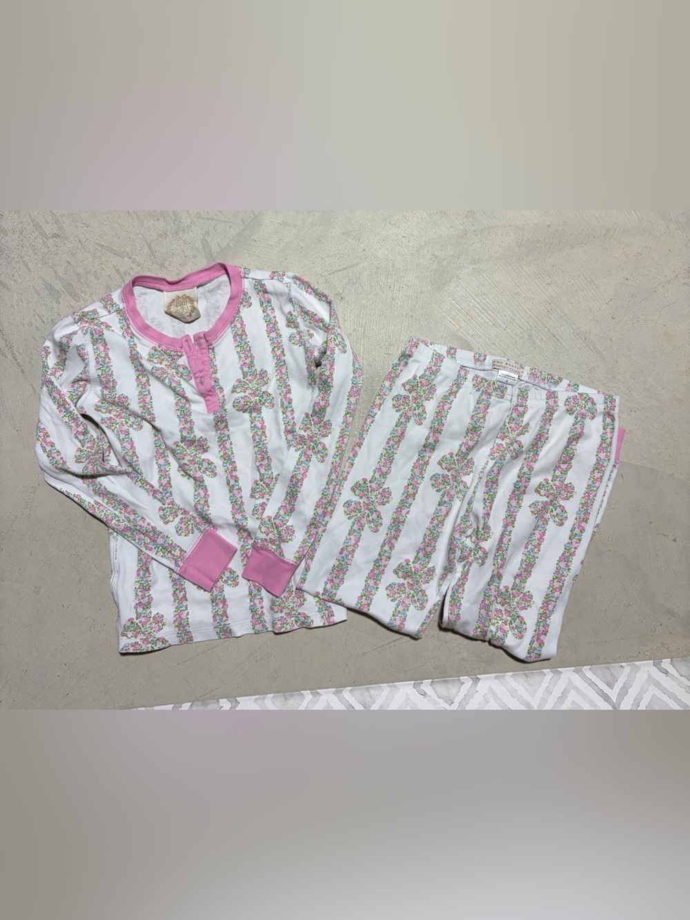 The Beaufort bonnet company kids Pink Trim Floral Pajama Set 8